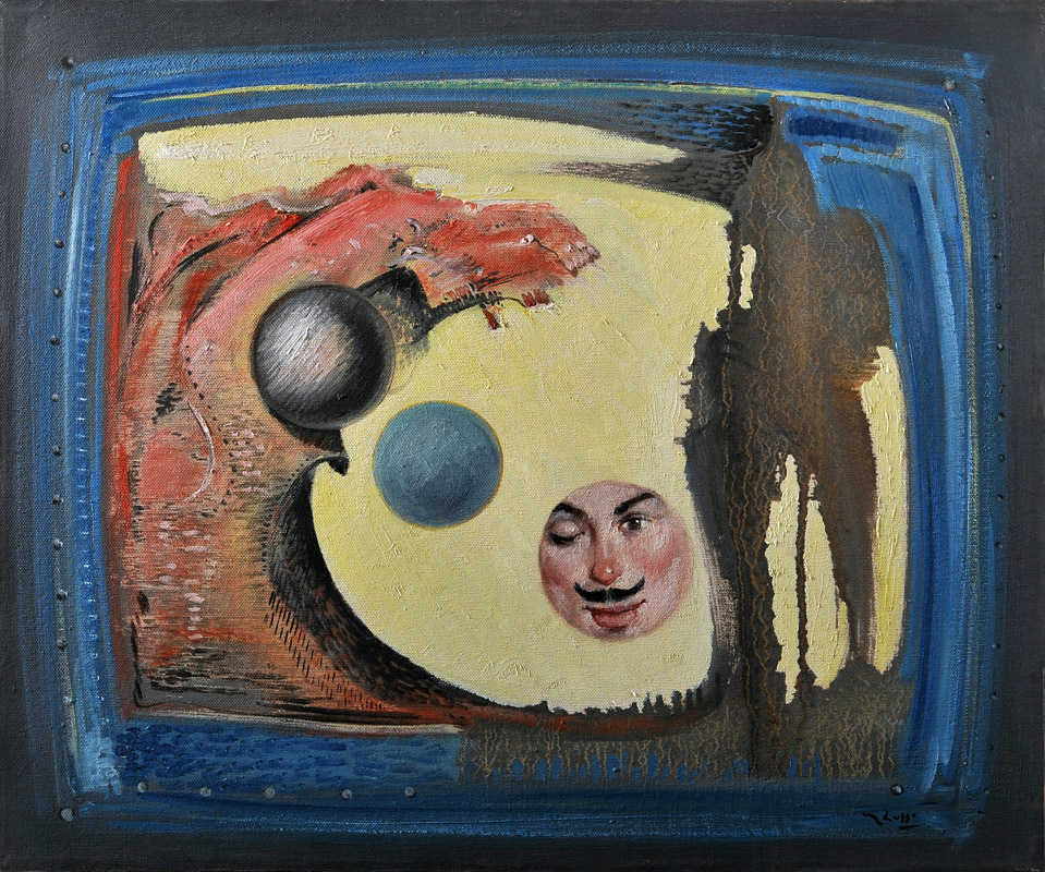 Mario Russo composizione con sfera 1974 60 x 50