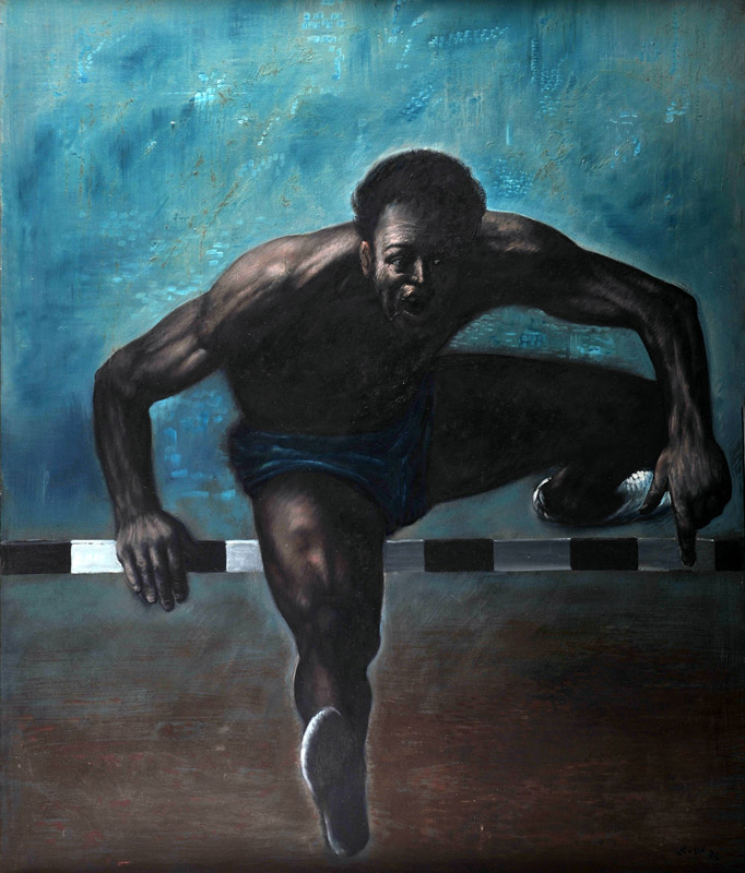 Mario Russo il salto dell’atleta 1975 130 x 170