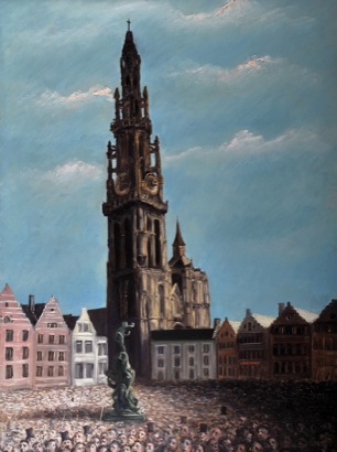 Mario Russo “cattedrale di antwerpen” 1987 110 x 150