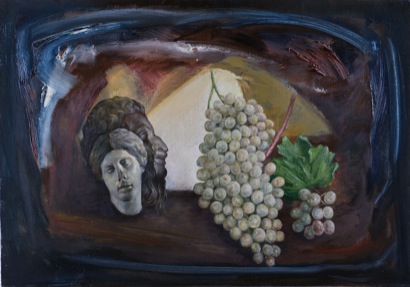Mario Russo “testa di scavo e uva” 1987 70x100