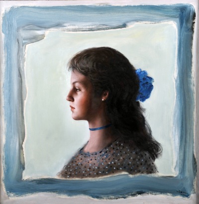 Mario Russo “profilo di ragazza allo specchio” 1986 72 x 72