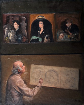 Mario Russo “autoritratto con tre modelli” 1991 60 x 40
