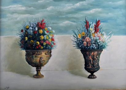 Mario Russo “vasi cinesi con fiori” 1992 70 x 100