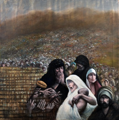 Mario Russo “tragedia dei curdi” 1991 100 x 100