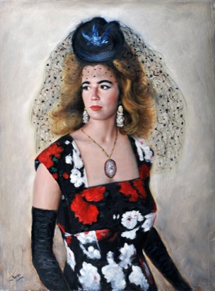 Mario Russo “ritratto di attrice con cappellino” 1994 60 x 80