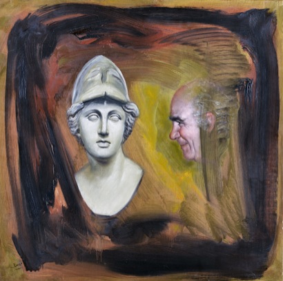 Mario Russo “autoritratto e testa di minerva” 70x70