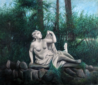 Mario Russo “statua in un fresco angolo di verde” 70 x 80 (no firma)